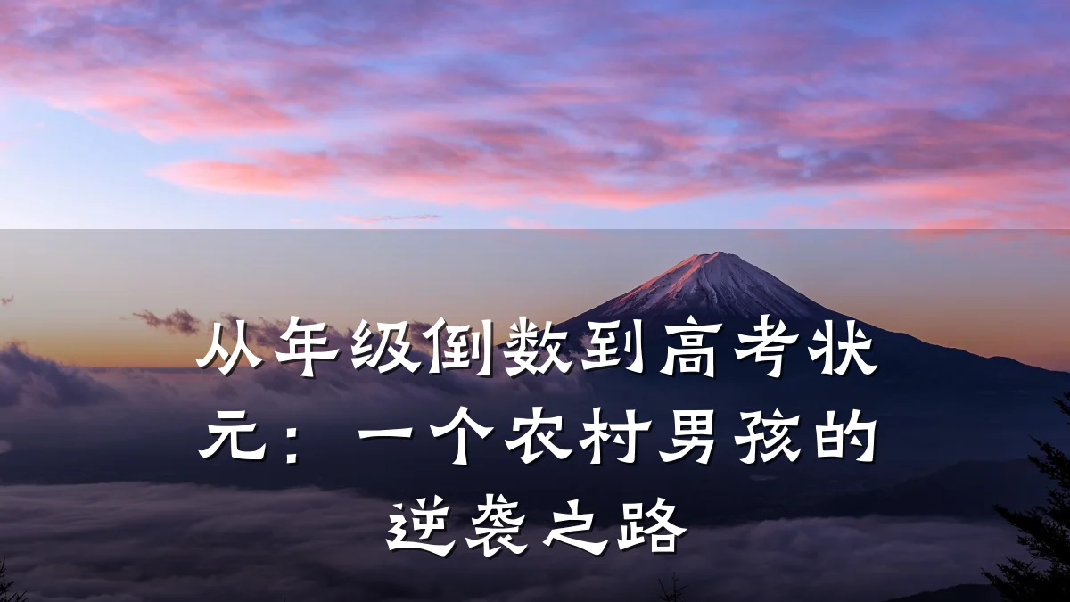 从年级倒数到高考状元：一个农村男孩的逆袭之路